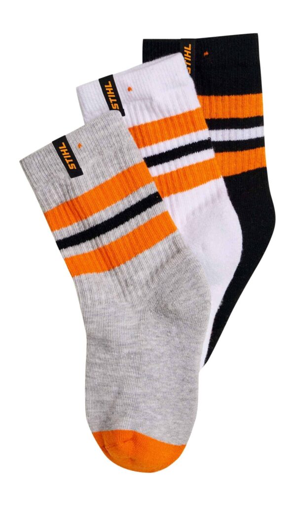 Kindersocken Gr. 34-36 3er Set STRIPES Schwarz / Weiß/ Grau